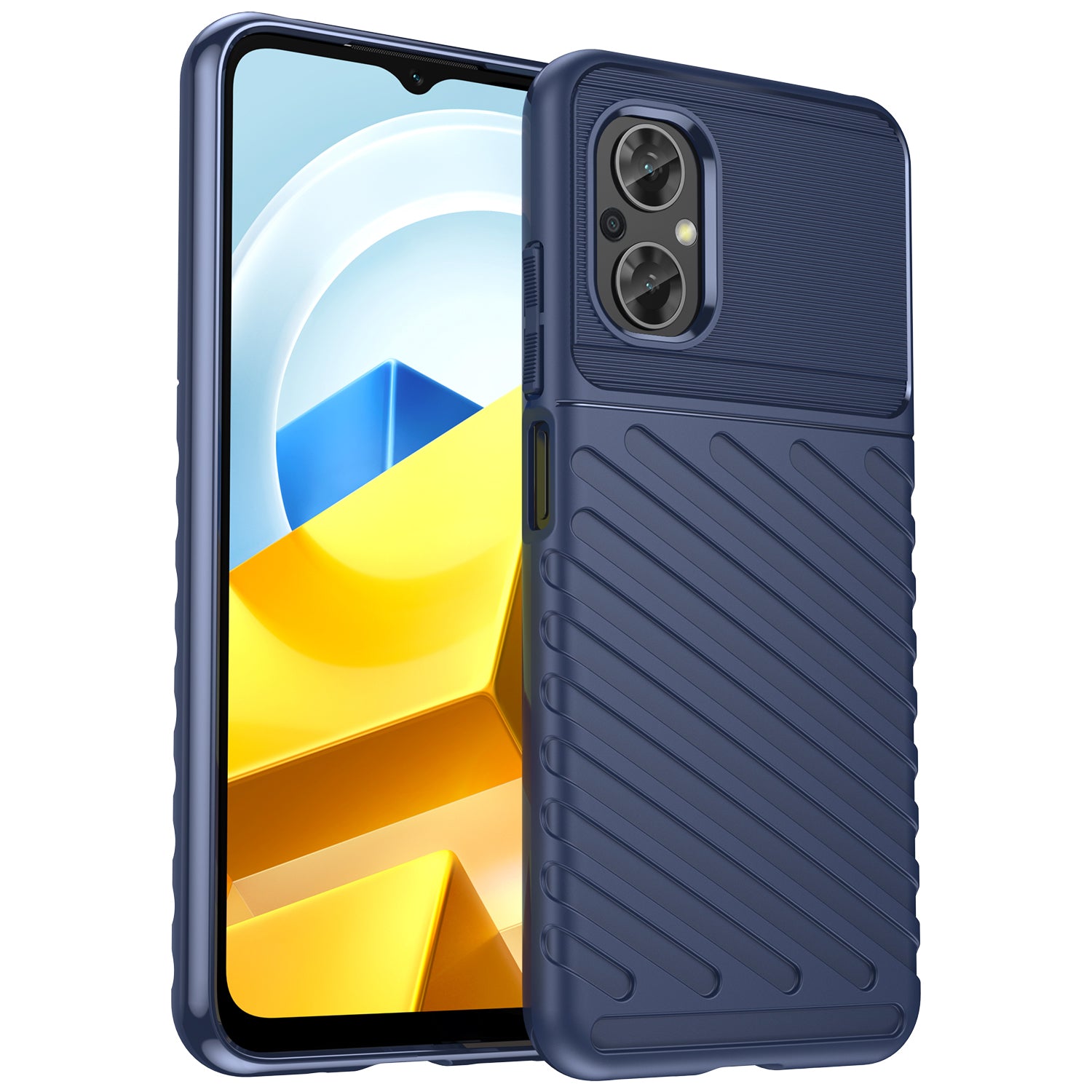 For Xiaomi Poco M5 4G Thunder Series Thickened TPU Drop-proof Phone Case Twill Texture Anti-slip Protective Cover For Xiaomi Poco M5 4G Thunder Series Thickened TPU Drop-proof Phone Case Twill Texture Anti-slip Protective Cover